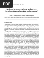 Download Gumprez - Studying Language Culture and Society- Sociolinguistics or Linguistic Anthropology by Idc NorthEast SN82118104 doc pdf