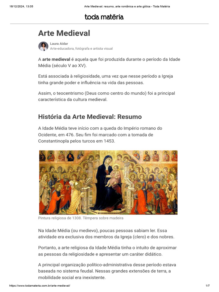 Arte Medieval_ resumo, arte românica e arte gótica - Toda Matéria | PDF ...