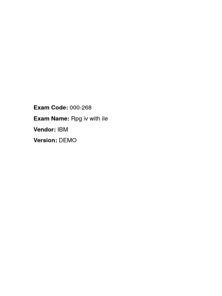 RPG IV Exam Code 000-268 Overview | PDF | Ibm Rpg | Computer Engineering
