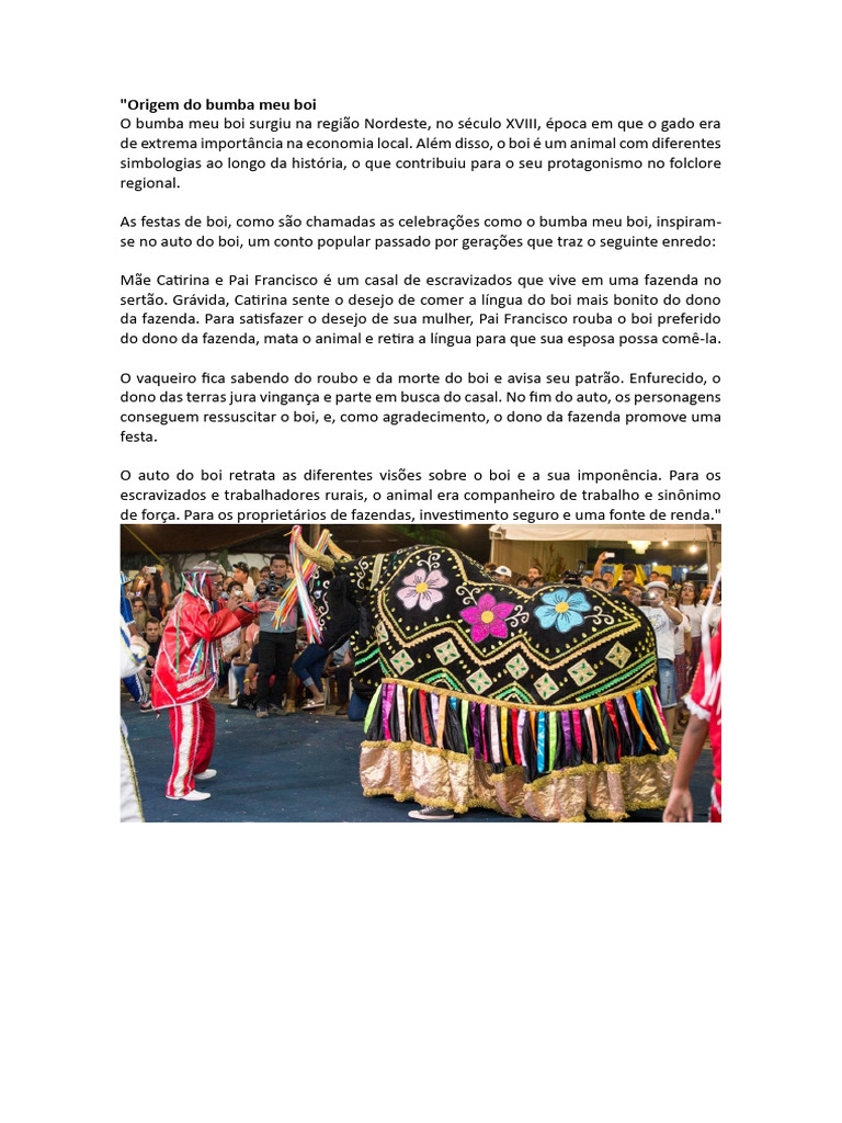 Origem e Significado do Bumba Meu Boi | PDF