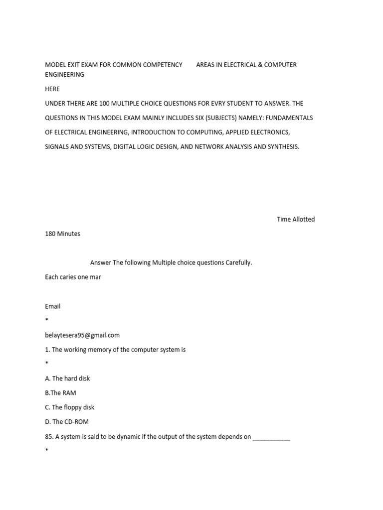 Model Exam: Electrical & Computer Engineering | PDF | C++ | Class ...