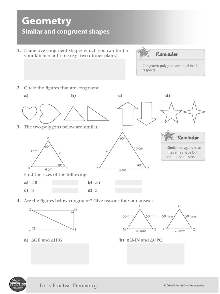Grade 7 Mathematics Lets Practise Geometry With OUP | PDF | Shape ...
