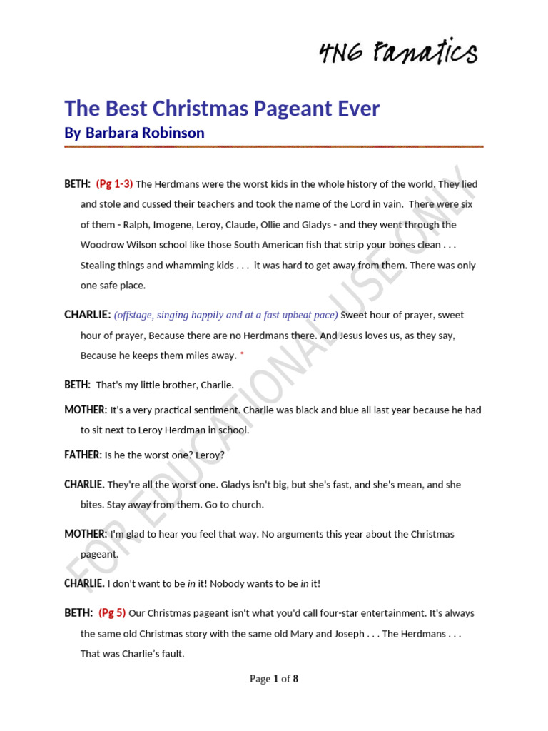 best christmas pageant ever | pdf