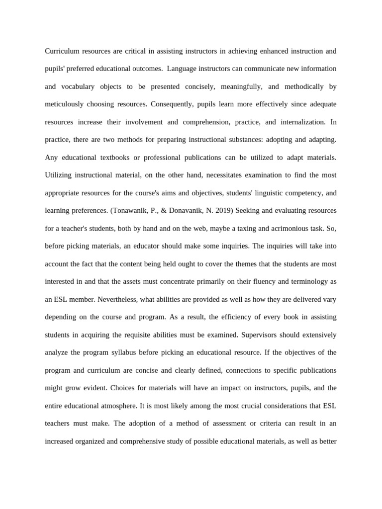 Adapting and Adopting ESL Curriculum | PDF | English As A Second Or ...