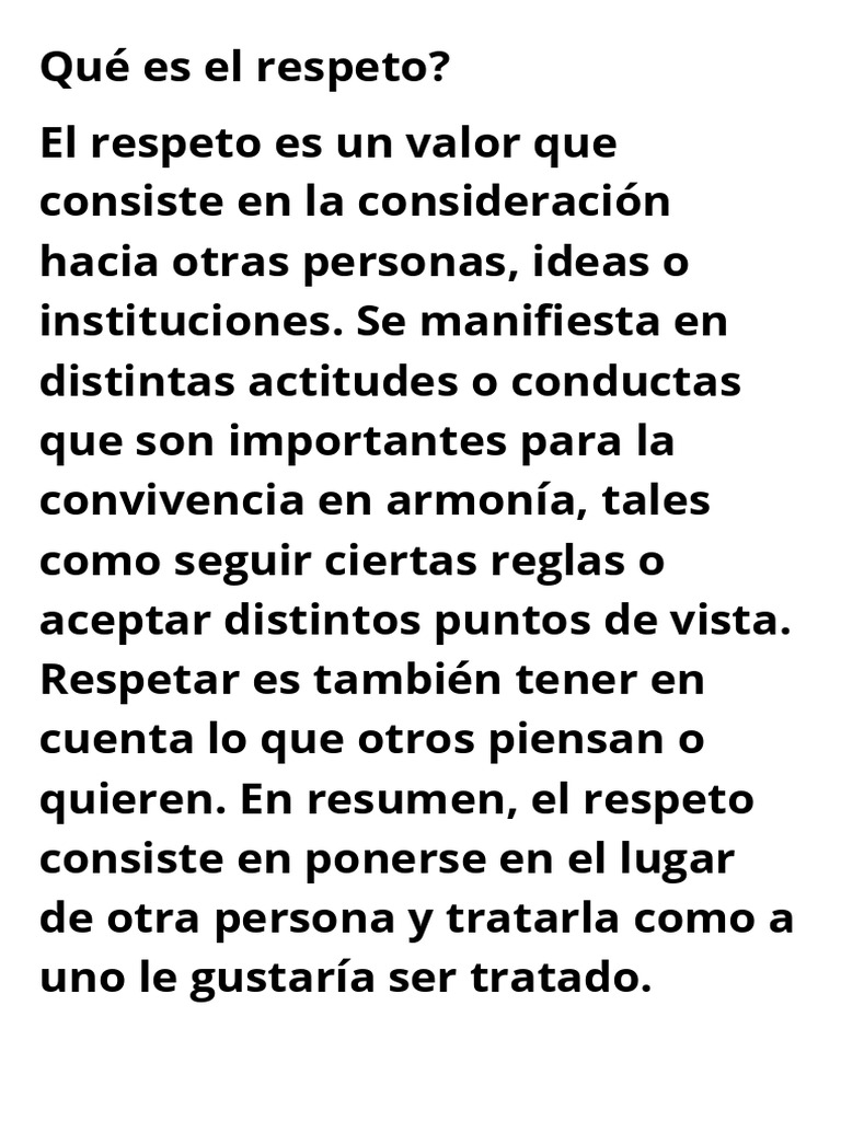 Definición y Valor del Respeto | PDF