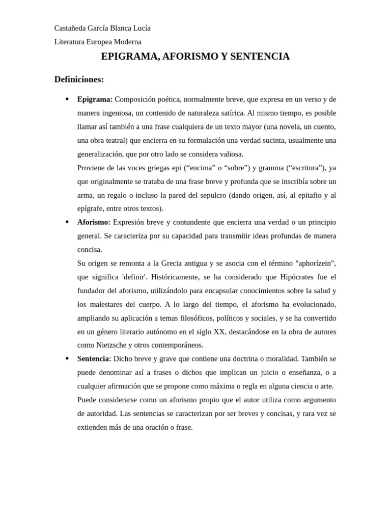 Epigrama, Aforismo y Sentencia | PDF | Verdad