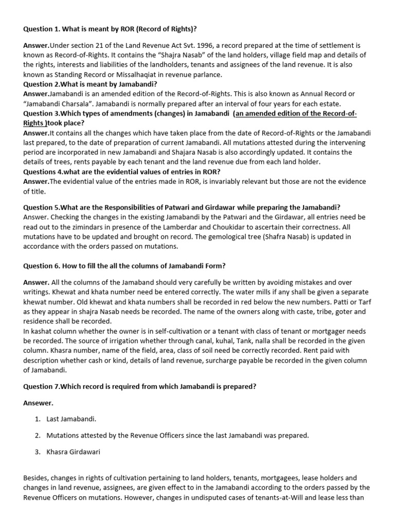 Understanding Record of Rights (ROR) | PDF
