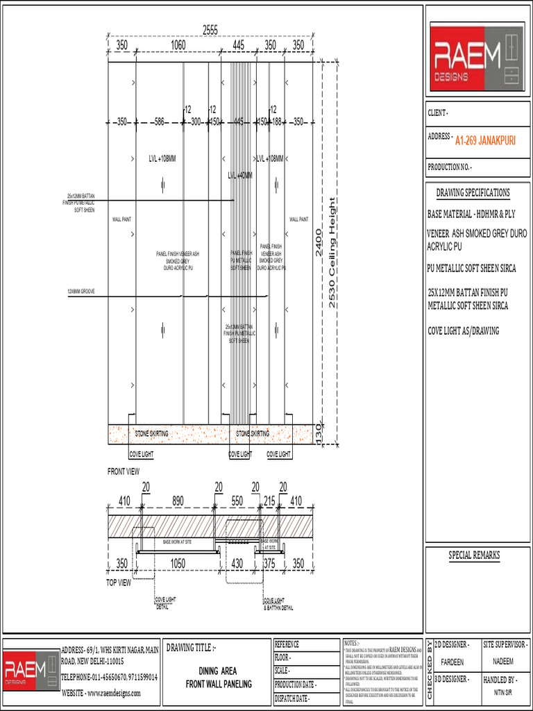 A1-269 Dining Area Front Wall Paneling | PDF