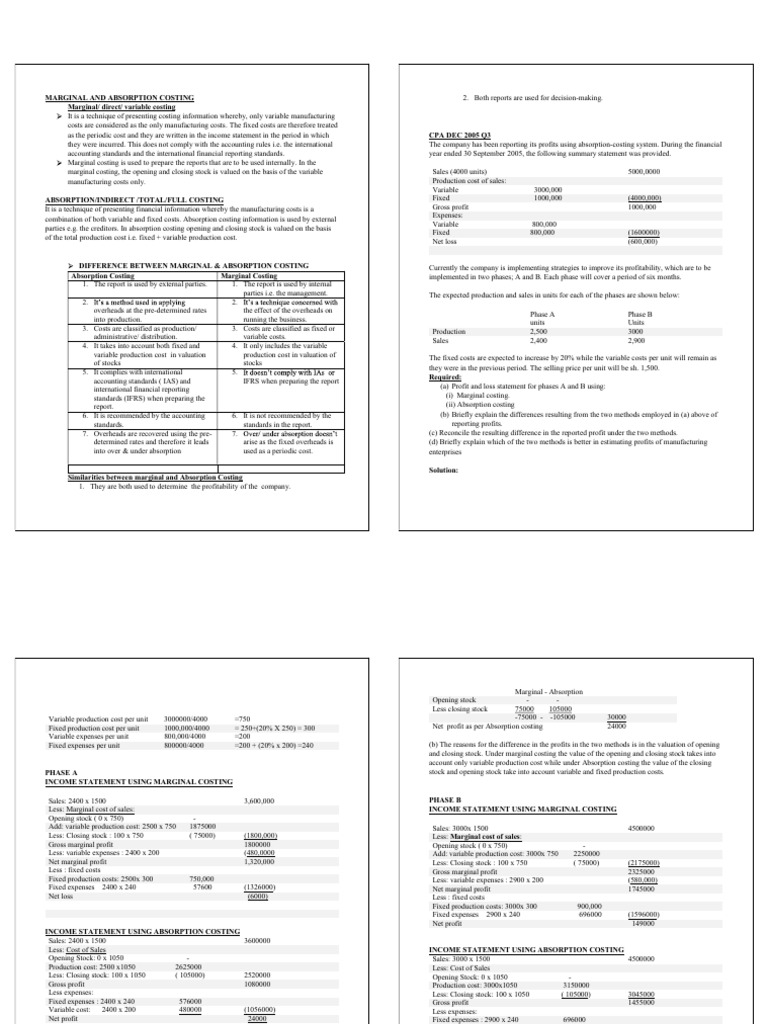 MARGINAL COSTING | PDF | Cost Of Goods Sold | Net Income