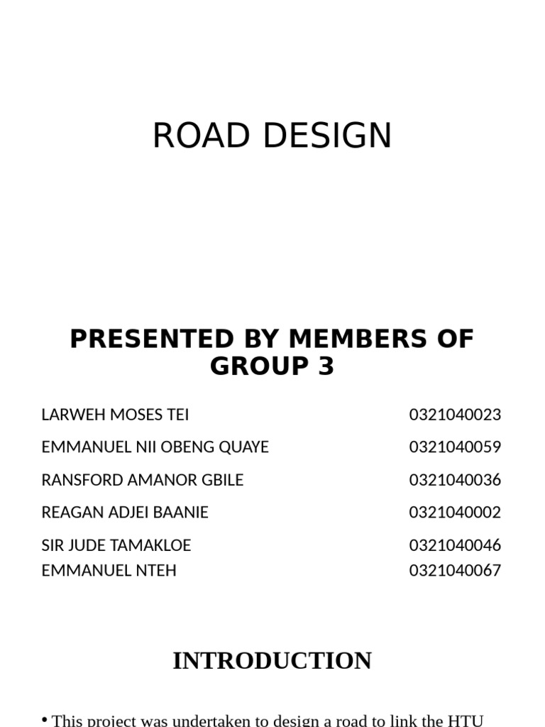 Design of Road and Drains Group 3 | PDF | Road Surface | Traffic