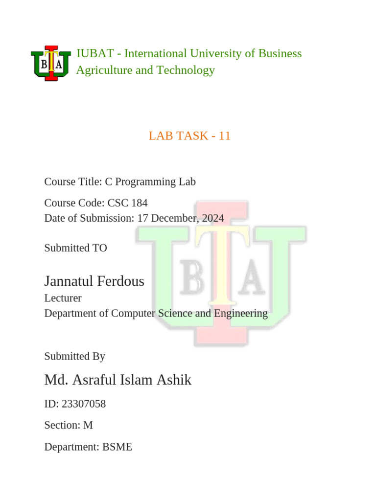 C Programming Lab Tasks and Solutions | PDF