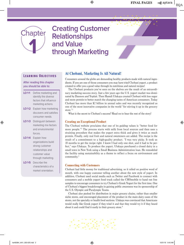 Creating Customer Relationships and Value Through Marketing: Learning ...