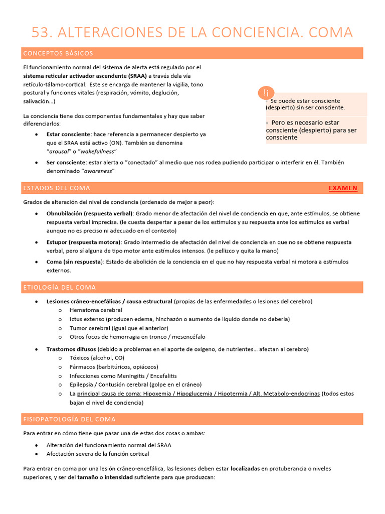 Alteraciones de Conciencia y Coma | PDF | Coma | Epilepsia