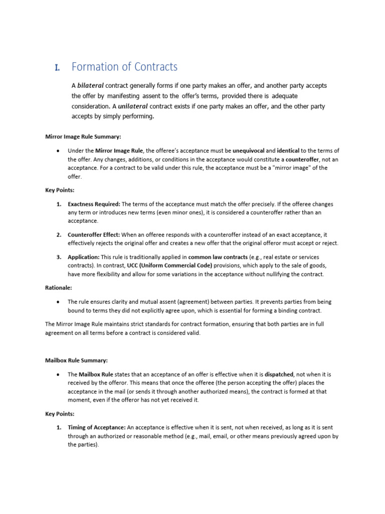 Contract Formation Essentials Explained | PDF | Offer And Acceptance ...