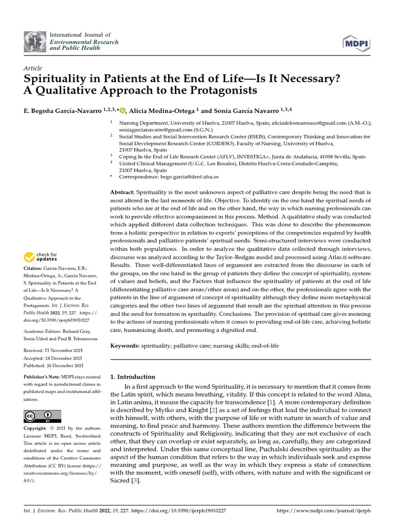 Spirituality in Patients at The End of L | PDF | End Of Life Care ...