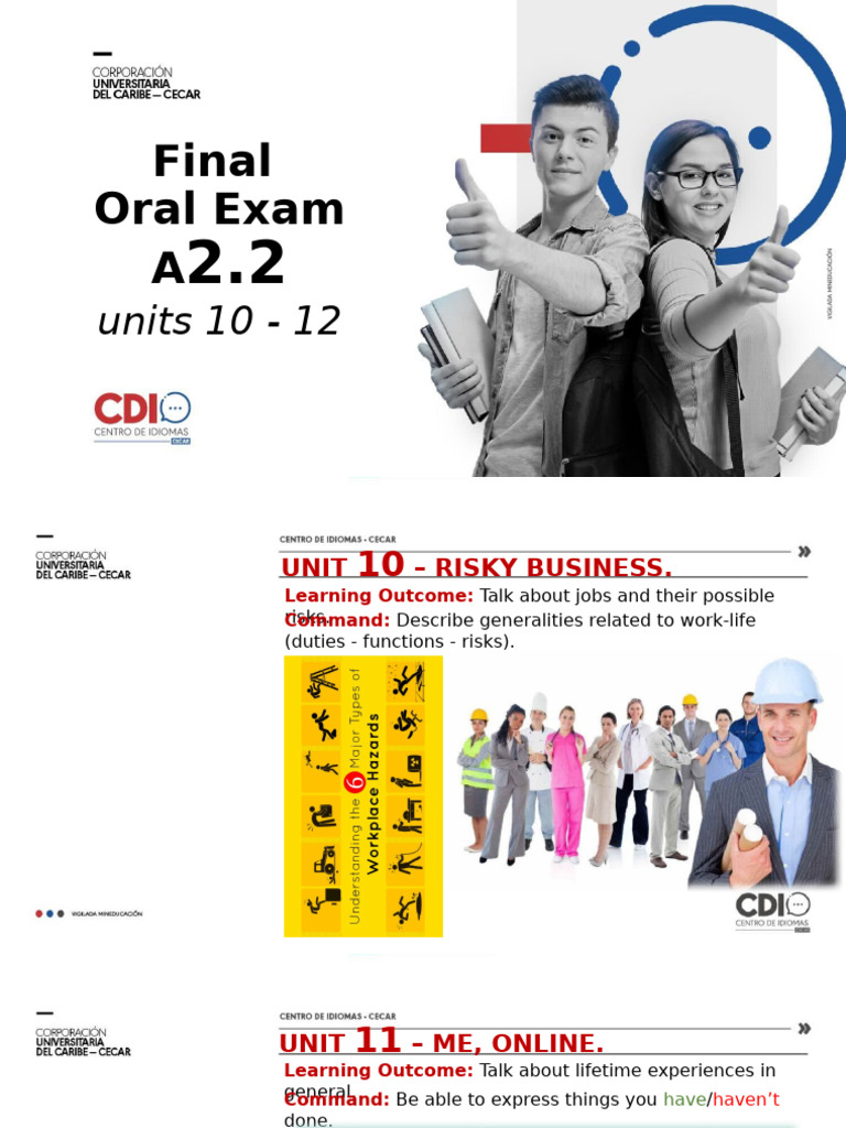 A2.2 Oral Exam: Units 10-12 Guide | PDF