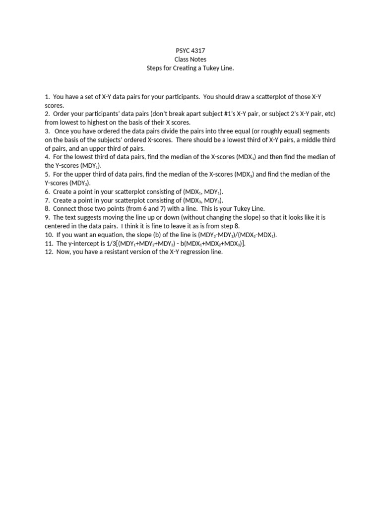 Creating a Tukey Line for Data Analysis | PDF