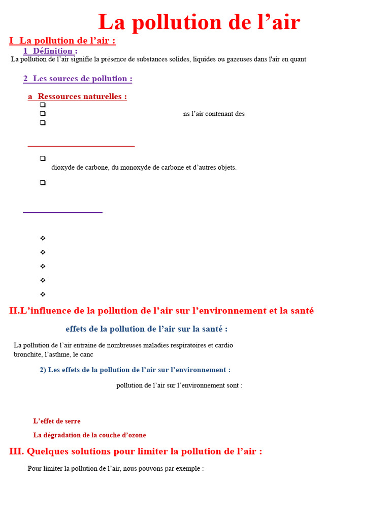 Pollution de l'air : causes et solutions | PDF | Pollution de l'air ...