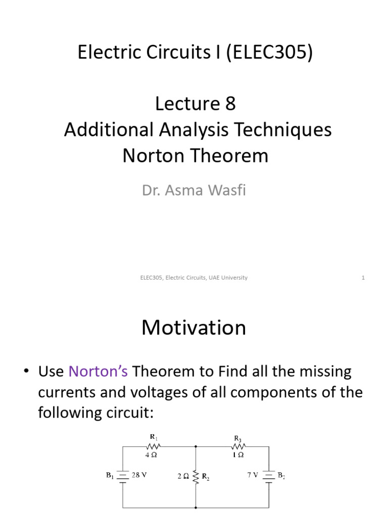 Norton Theorem in Electric Circuits | PDF | Electrical Network | Series ...