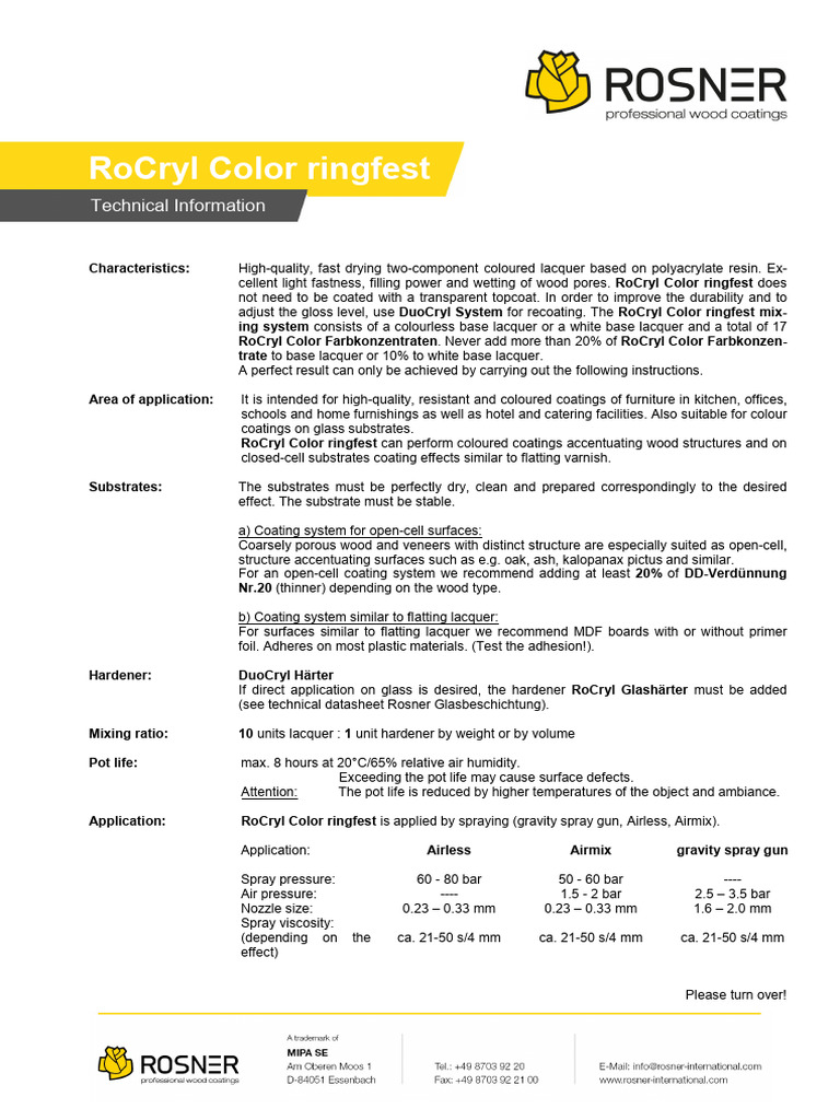 RoCryl Color Ringfest Technical Guide | PDF | Materials | Industrial ...