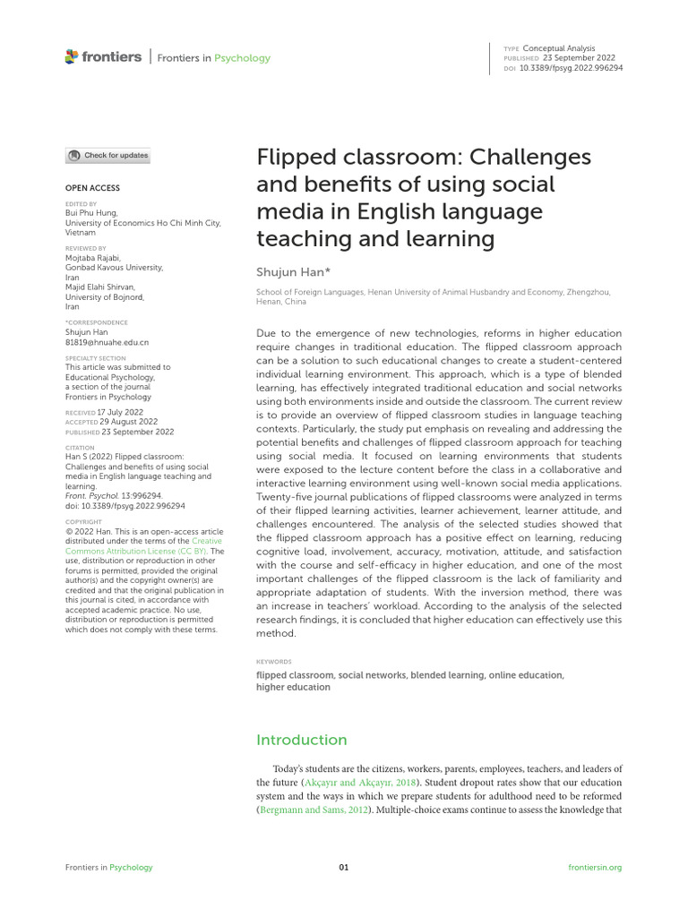 Flipped Classroom in Language Teaching | PDF | Learning | Teachers