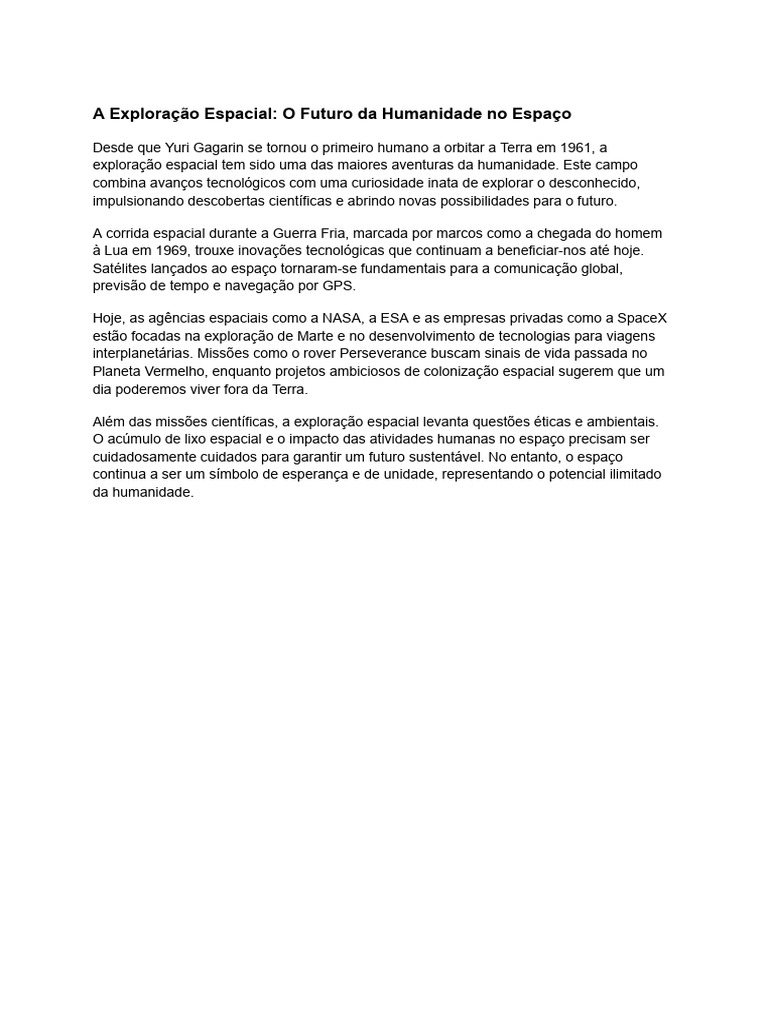 Futuro da Exploração Espacial | PDF