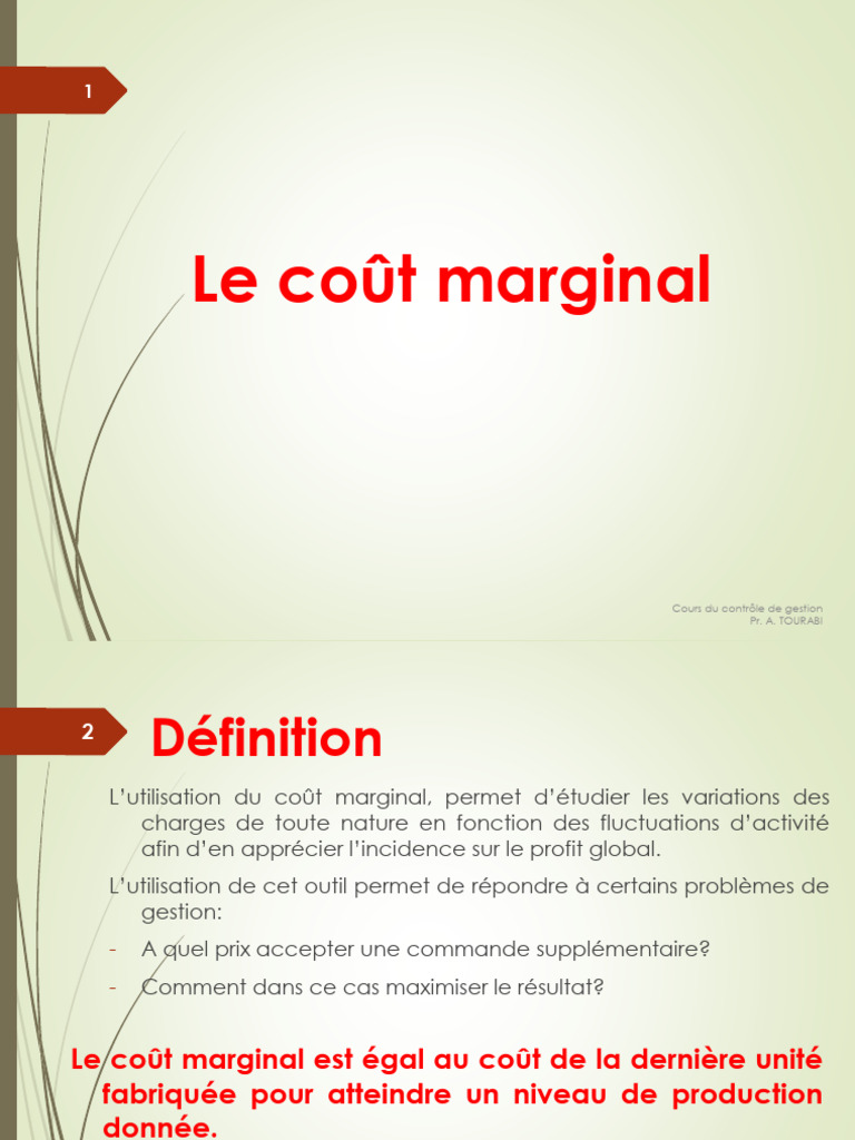 Définition du Coût Marginal | PDF | Coût marginal | Profit (Économie)