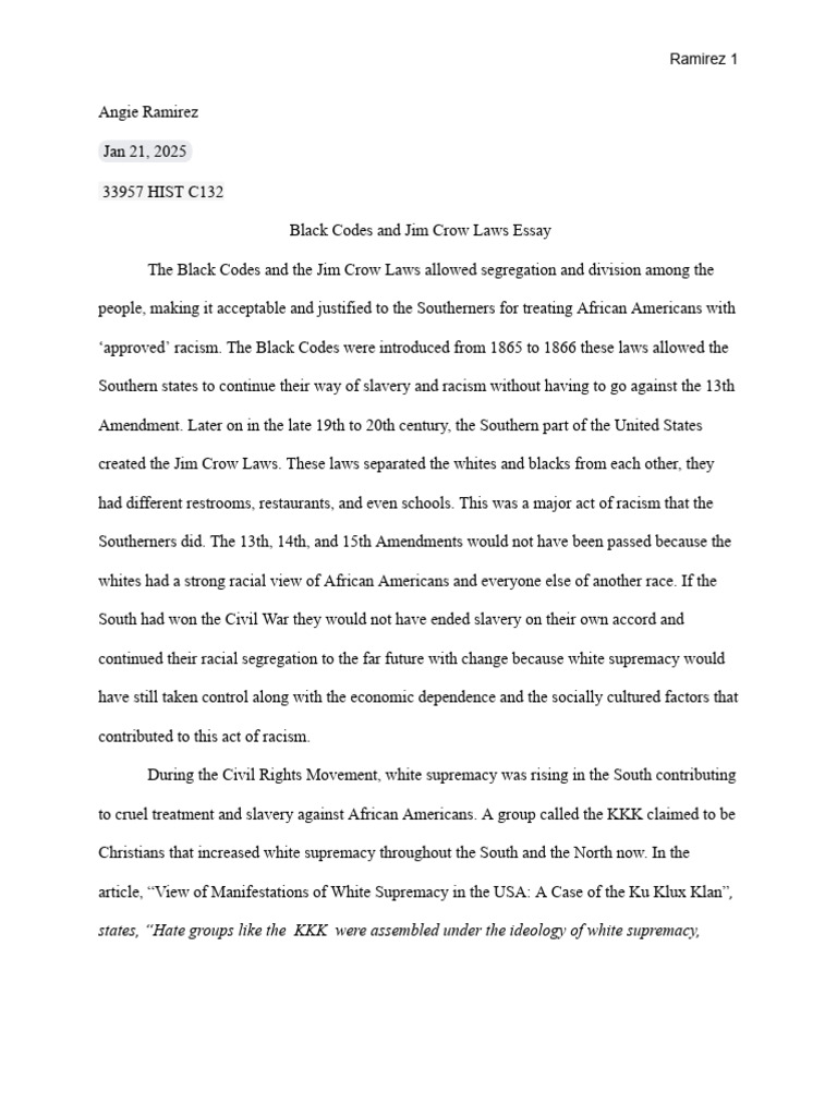 Black Codes and Jim Crow Laws Explained | PDF | White Supremacy | Jim ...
