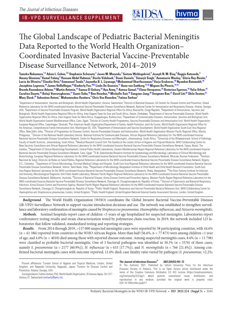 The Global Landscape of Pediatric Bacterial Mening | PDF | Meningitis ...