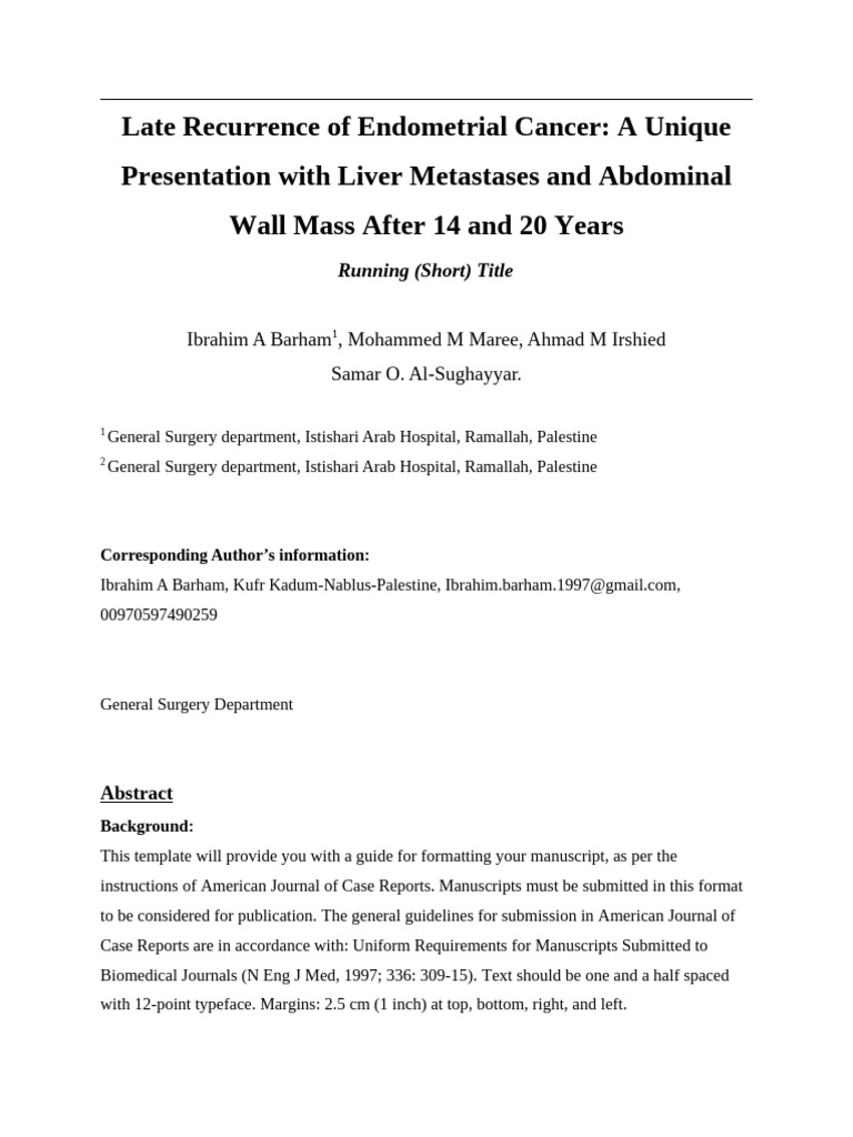 AJCR_Manuscript_Template | PDF | Cancer | Metastasis