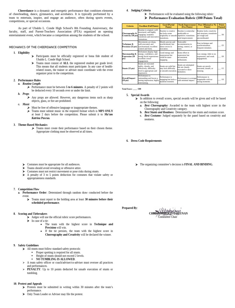 Cheerdance Competition Guidelines | PDF | Cheerleading