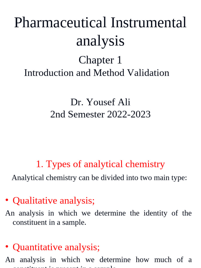 Chapter تحليل ال-1 | PDF | Analytical Chemistry | Detection Limit