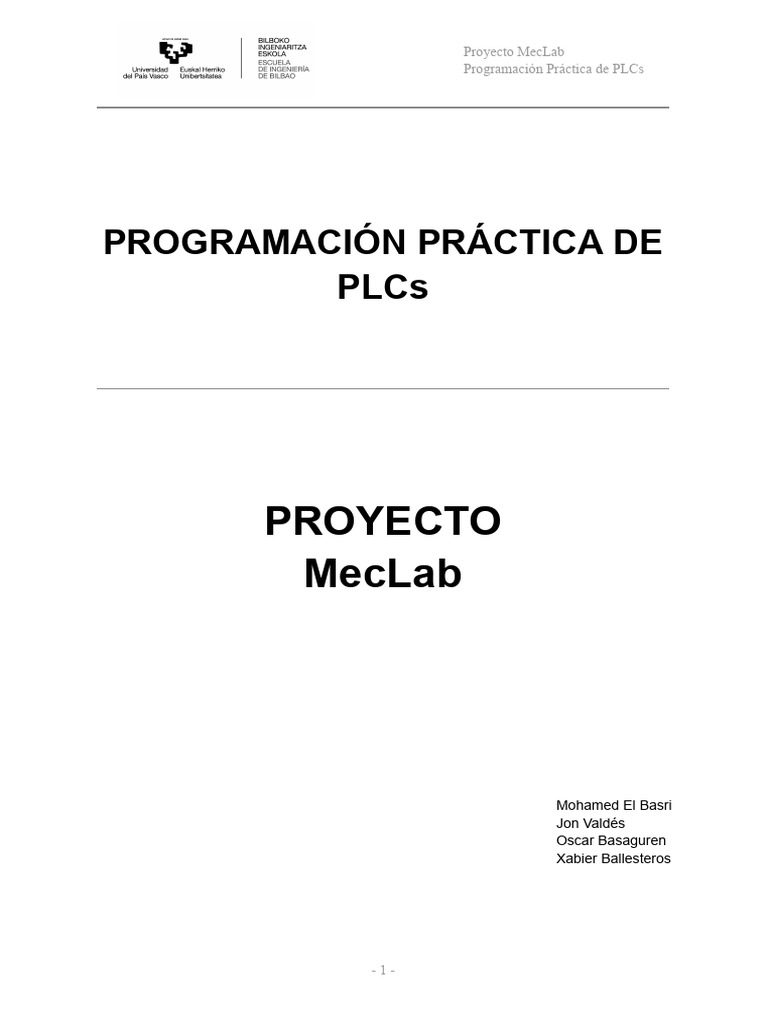 Programación de PLCs en MecLab | PDF | Controlador lógico programable ...
