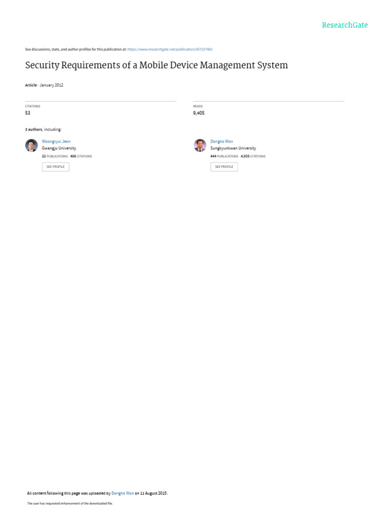 Mobile Device Management Security Needs | PDF | Security | Computer ...