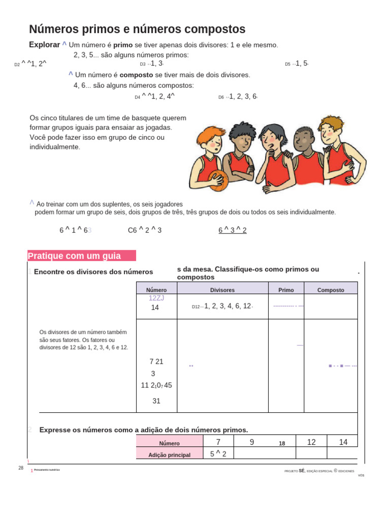 Números Primos e Compostos: Exercícios | PDF | Número primo | Teoria ...