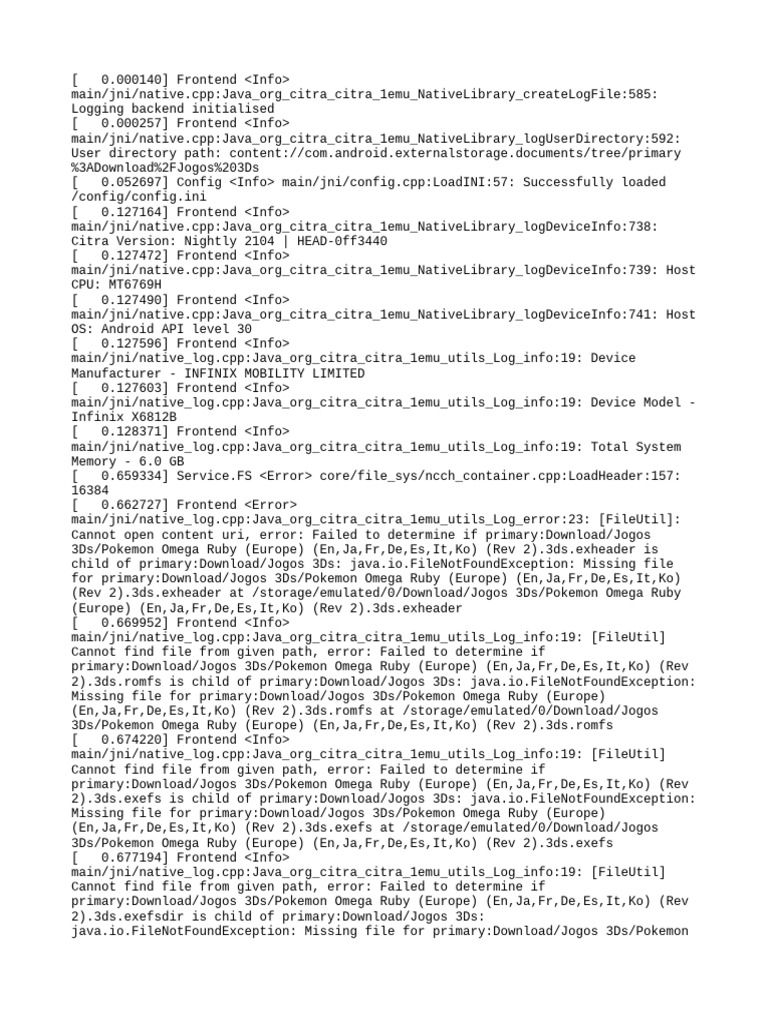 Citra Emulator Log Errors on Android | PDF | Computing | Computer ...