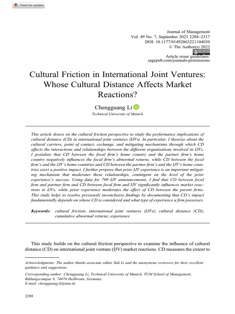 Cultural Friction in IJVs and Market Impact | PDF | Market (Economics ...