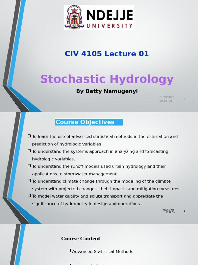 Stochastic Hydrology Course Overview | PDF | Statistical Significance ...