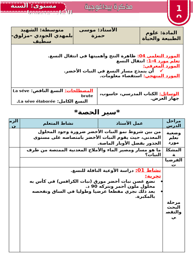 س1 مذكرة 10 | PDF