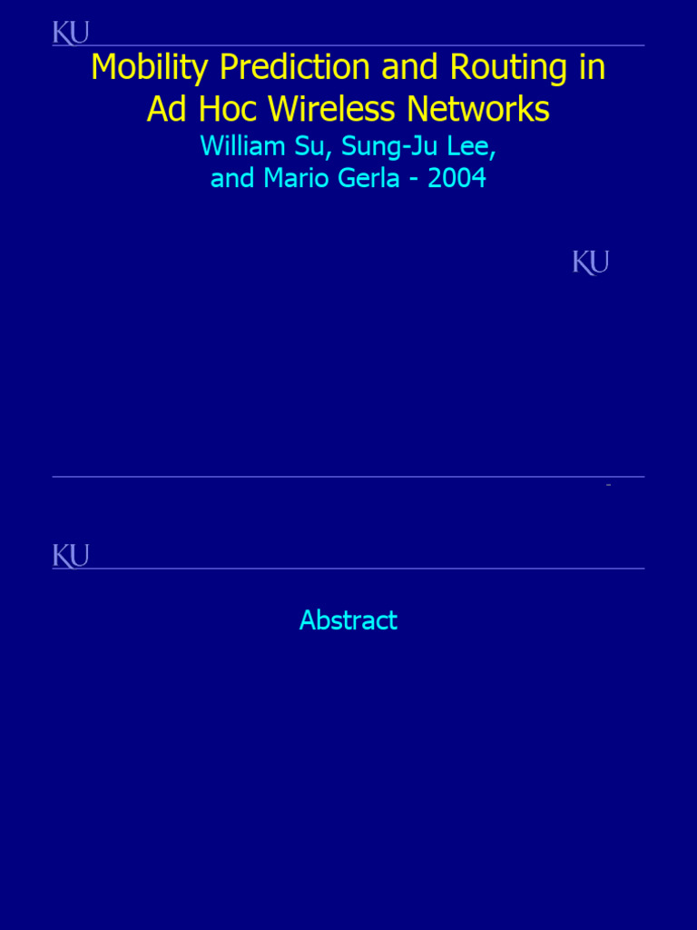 Mobility Prediction in Ad Hoc Networks | PDF | Wireless Ad Hoc Network ...