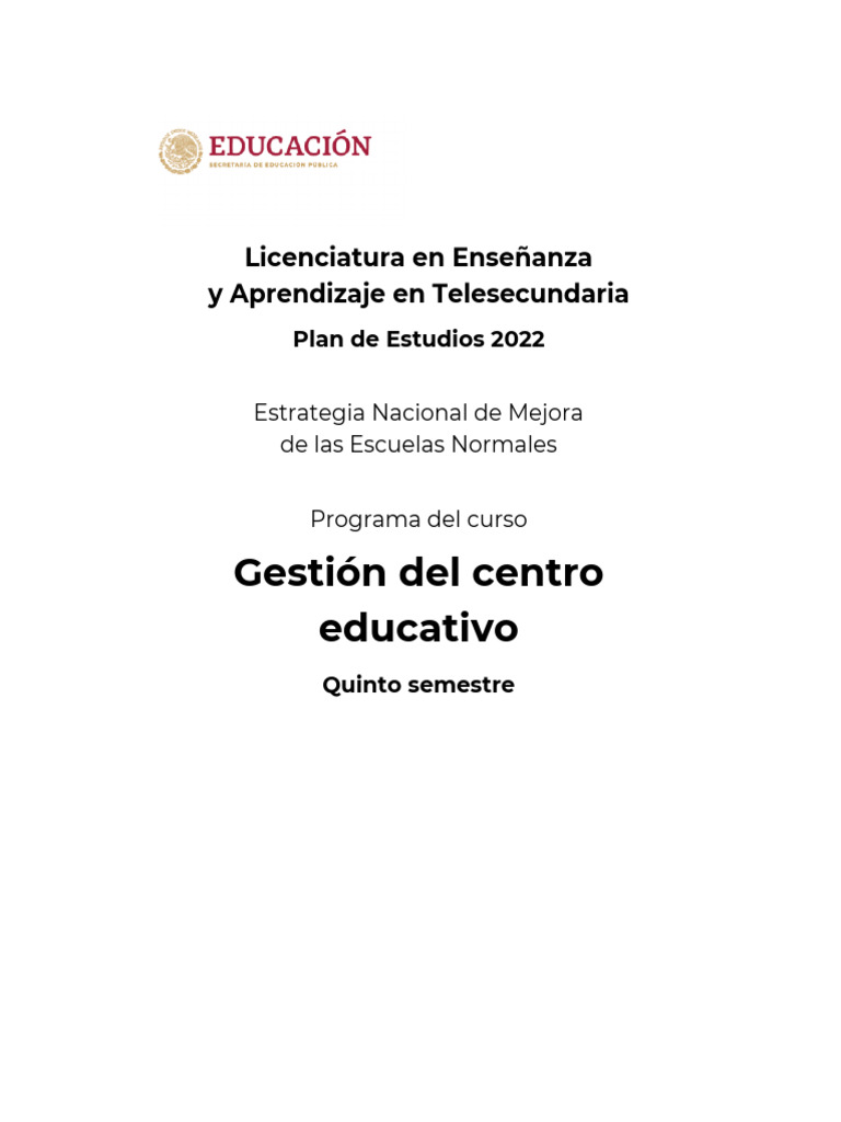 Gestión Escolar en Telesecundaria 2022 | PDF | Plan de estudios ...