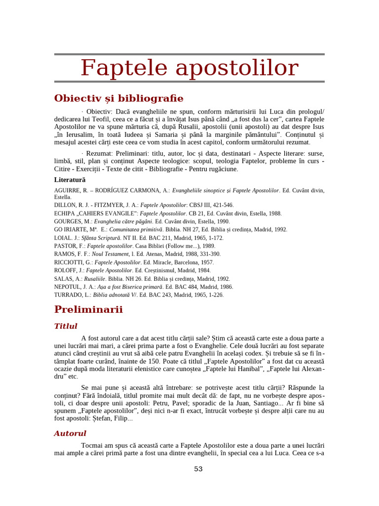 Faptele Apostolilor | PDF