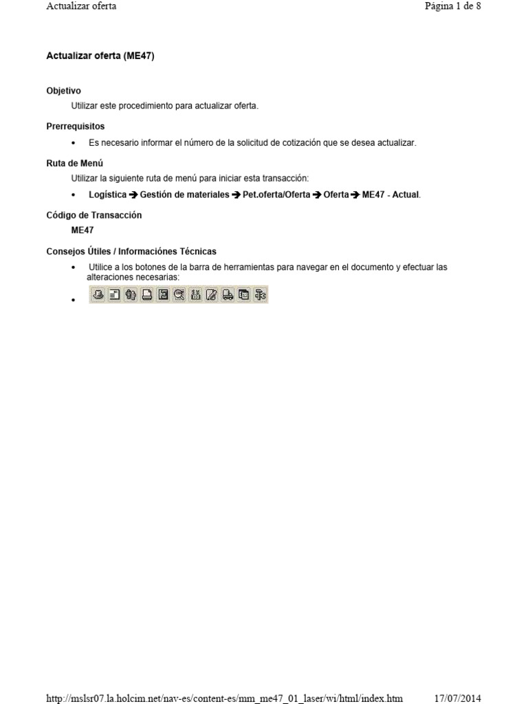 Actualizar Oferta (ME47) SAP MM | PDF | Informática