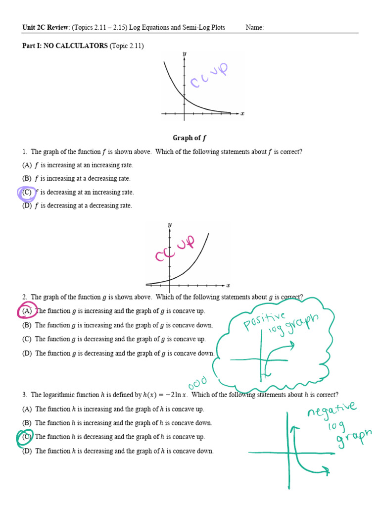 Unit 2c Review Whs Answers | PDF | Function (Mathematics) | Exponential ...