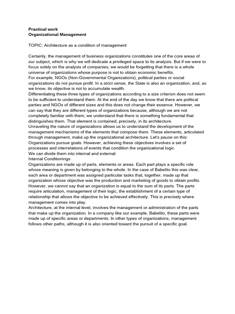 Practical Work in Organizational Management | PDF | Employment | Labour ...