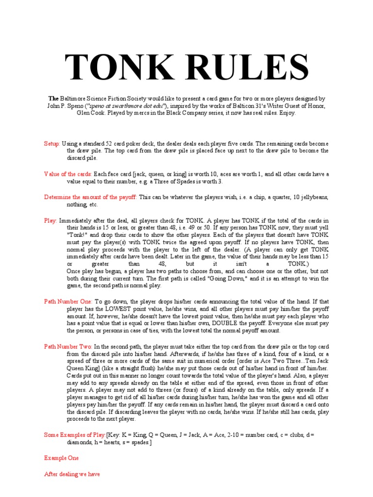 Tonk Card Game Rules Explained | PDF | Consumer Goods | Ephemera
