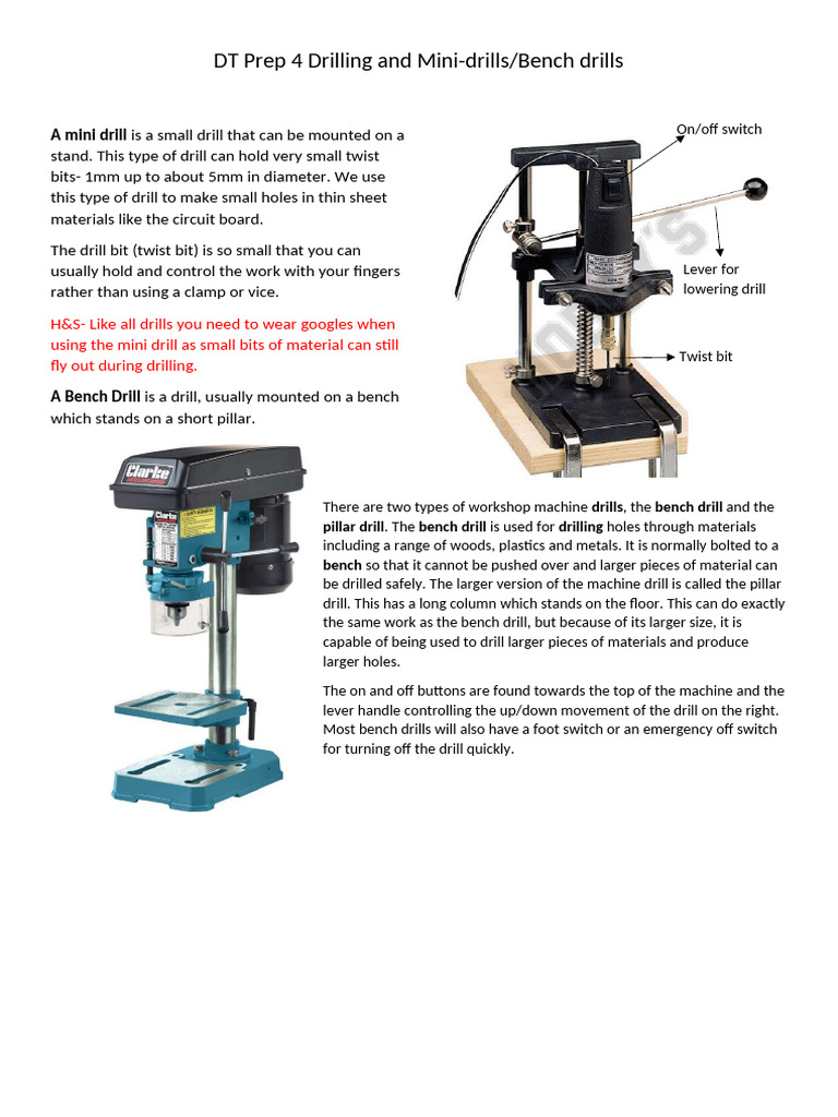 DT Prep 4 Drilling and Mini Drill 2 | PDF | Drill | Drilling