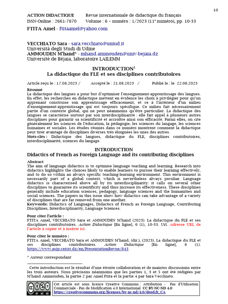 Didactique du FLE et interdisciplinarité | PDF | Linguistique | Science