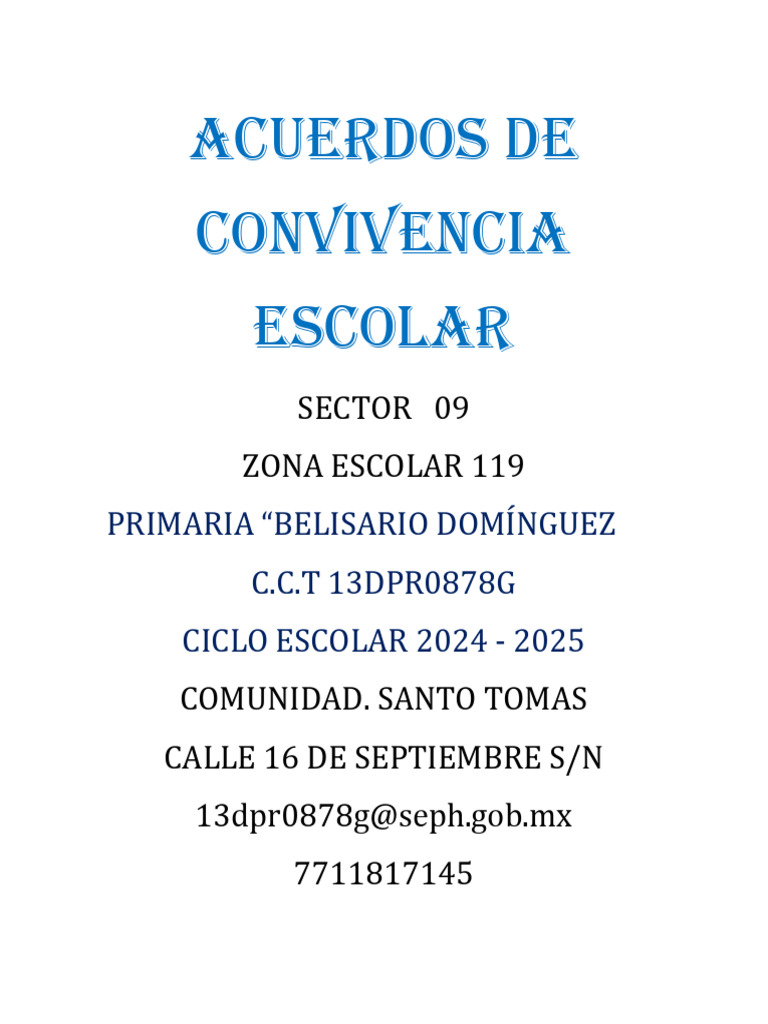 Acuerdos de Convivencia Escolar 2024-2025 | PDF | Escuelas | Aprendizaje