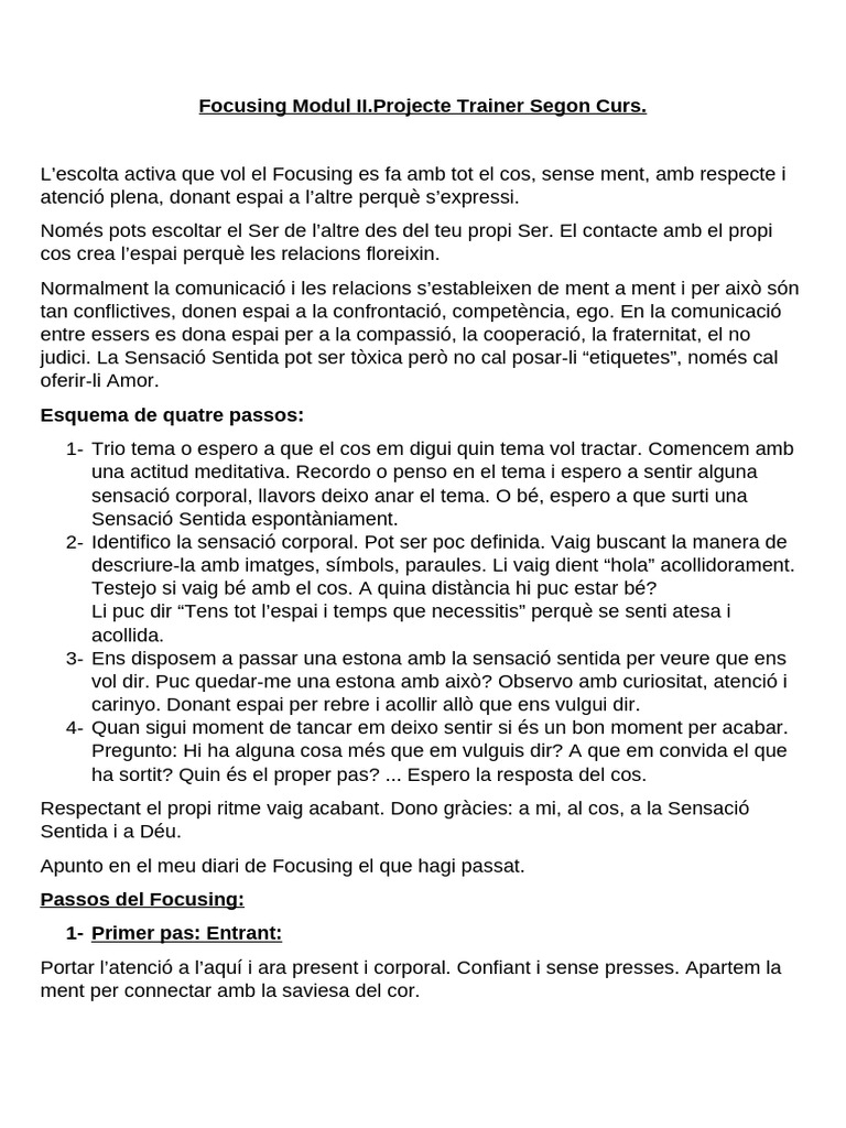 Apunts de Classe - Focusing Modul II - Projecte Trainer | PDF